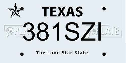 381SZI Texas License Plate