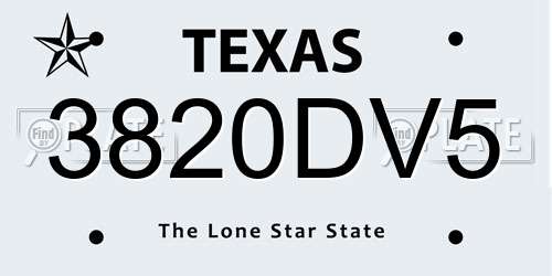 3820DV5 Texas License Plate