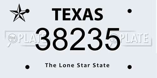 38235 Texas License Plate