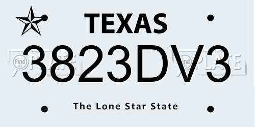 3823DV3 Texas License Plate