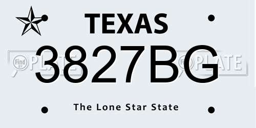 3827BG Texas License Plate