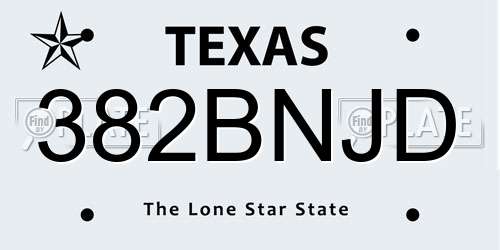 382BNJD Texas License Plate