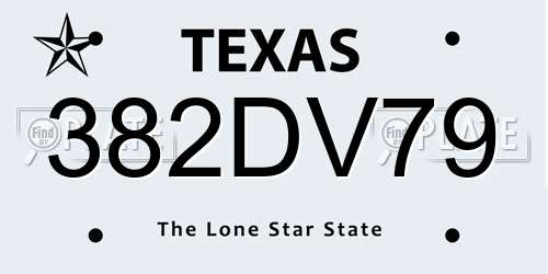 382DV79 Texas License Plate