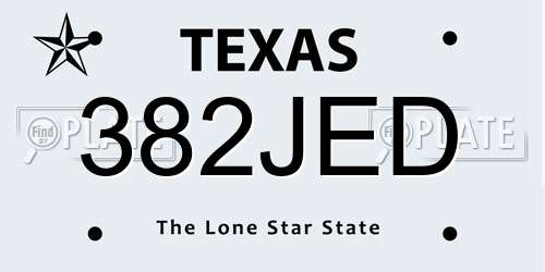 382JED Texas License Plate