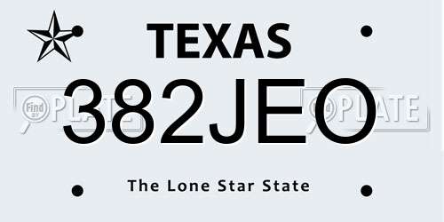 382JEO Texas License Plate
