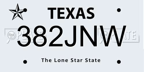 382JNW Texas License Plate