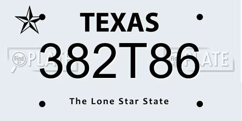 382T86 Texas License Plate
