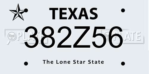 382Z56 Texas License Plate