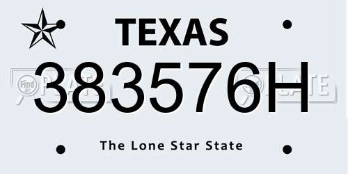 383576H Texas License Plate
