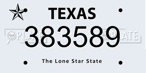 383589 Texas License Plate