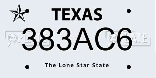 383AC6 Texas License Plate