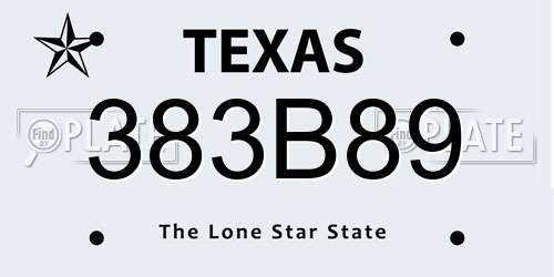 383B89 Texas License Plate