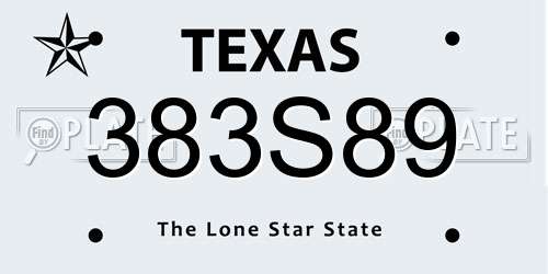 383S89 Texas License Plate