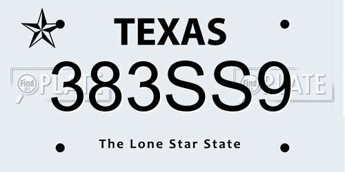383SS9 Texas License Plate