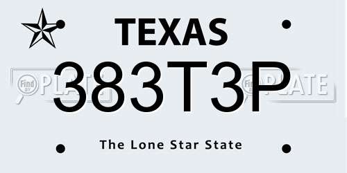 383T3P Texas License Plate