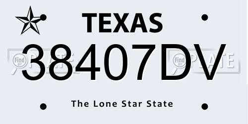 38407DV Texas License Plate