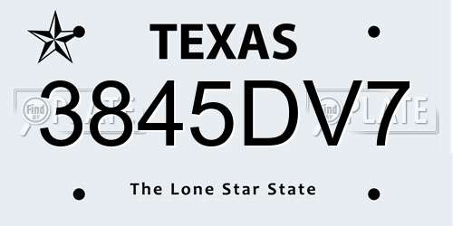 3845DV7 Texas License Plate