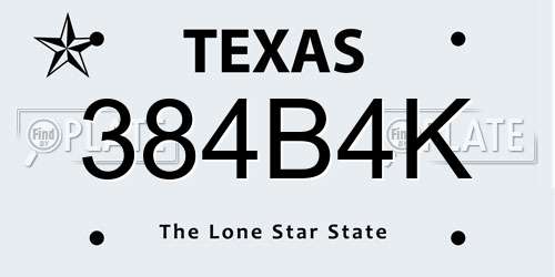 384B4K Texas License Plate