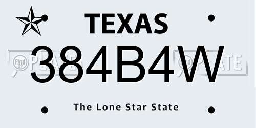 384B4W Texas License Plate