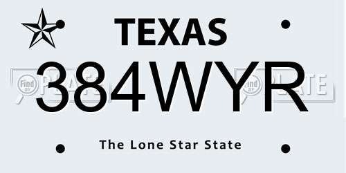 384WYR Texas License Plate