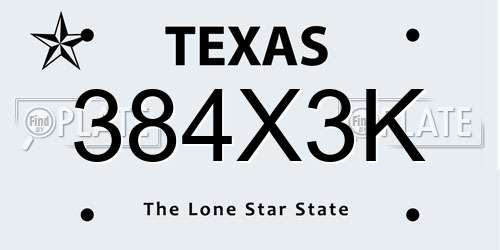 384X3K Texas License Plate