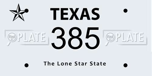 385 Texas License Plate
