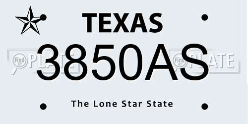 3850AS Texas License Plate