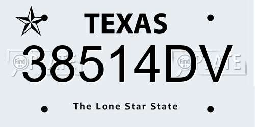38514DV Texas License Plate