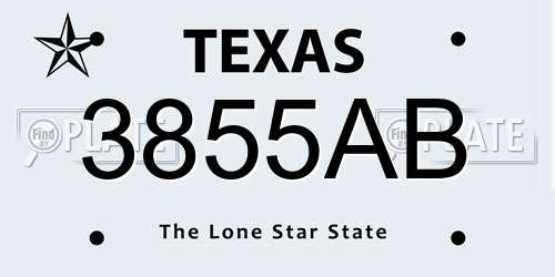 3855AB Texas License Plate
