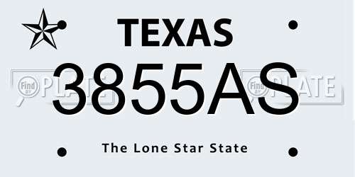 3855AS Texas License Plate