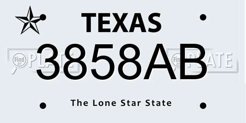 3858AB Texas License Plate