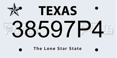 38597P4 Texas License Plate