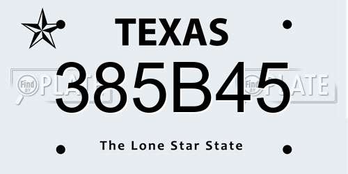 385B45 Texas License Plate