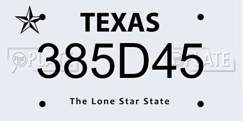 385D45 Texas License Plate