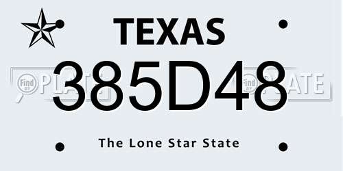 385D48 Texas License Plate