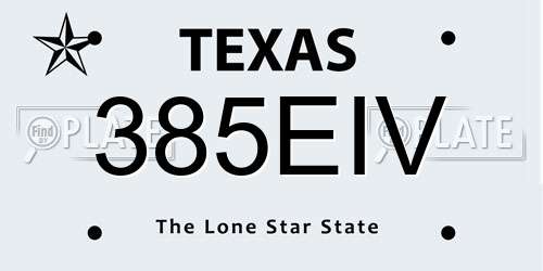 385EIV Texas License Plate