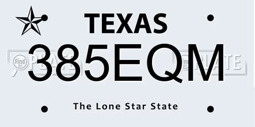 385EQM Texas License Plate