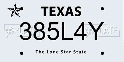 385L4Y Texas License Plate