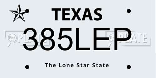 385LEP Texas License Plate