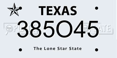 385O45 Texas License Plate