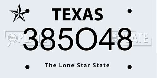 385O48 Texas License Plate