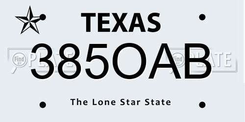 385OAB Texas License Plate