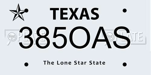 385OAS Texas License Plate