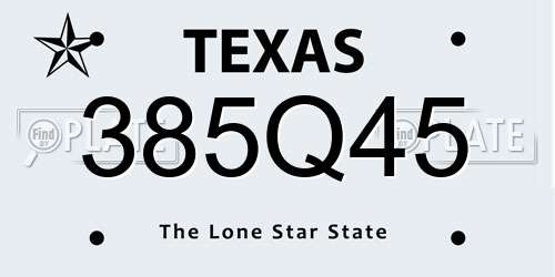 385Q45 Texas License Plate