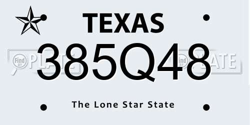 385Q48 Texas License Plate