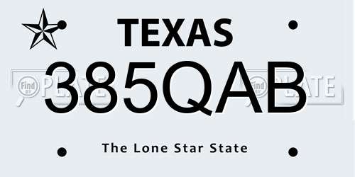 385QAB Texas License Plate