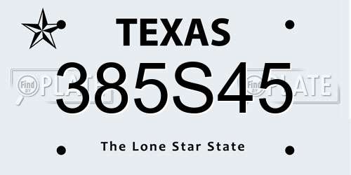 385S45 Texas License Plate