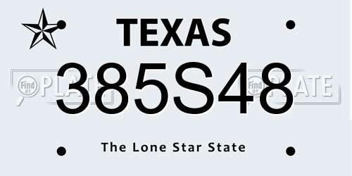 385S48 Texas License Plate
