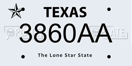 3860AA Texas License Plate