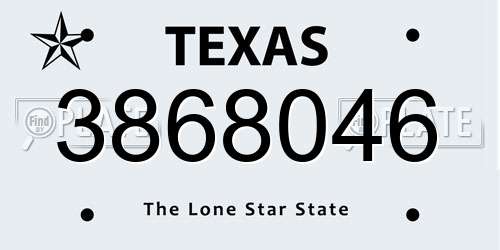 3868046 Texas License Plate